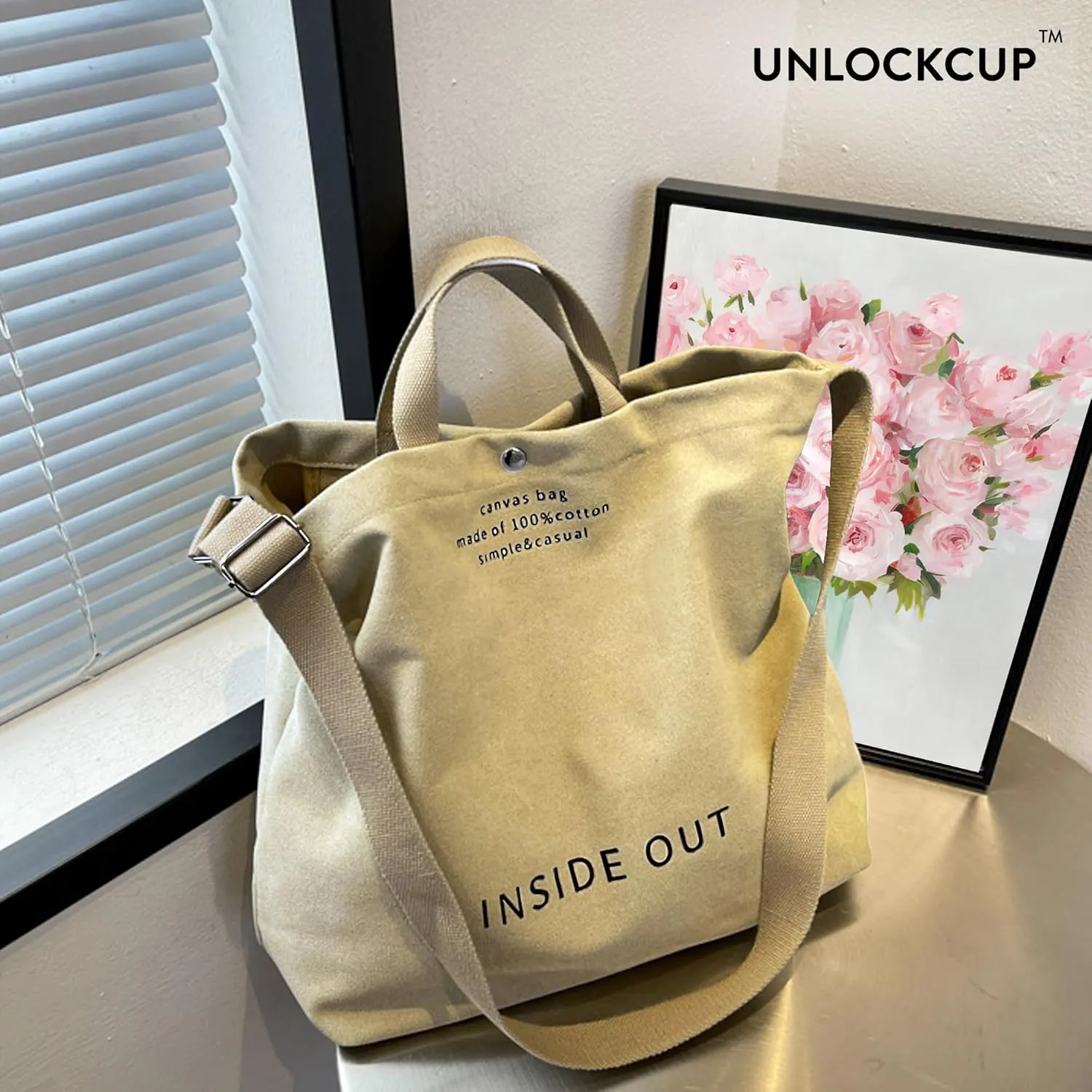 Large Tote Bag for Women, Canvas Bag Women Gift, Fashion Crossbody 16oz 100% Cotton Bag, Large Capacity Shoulder Bag