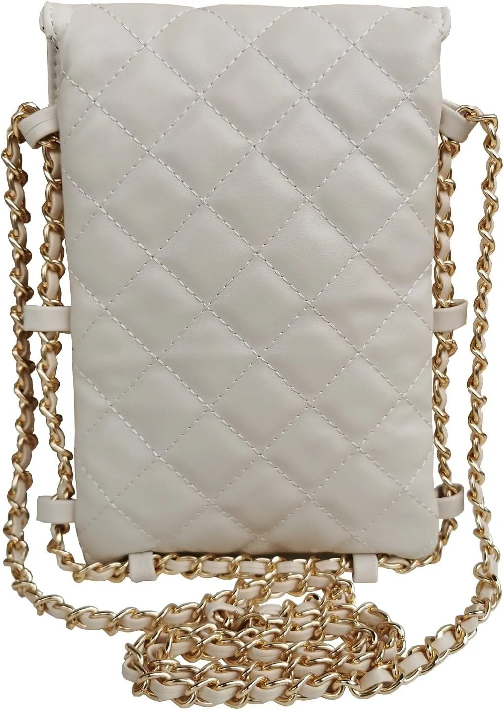 Larswon Cell Phone Crossbody Bag Quilted Bags Cell Phone Purse Soft Chain Crossbody Cellphone Wallet Bag for Women