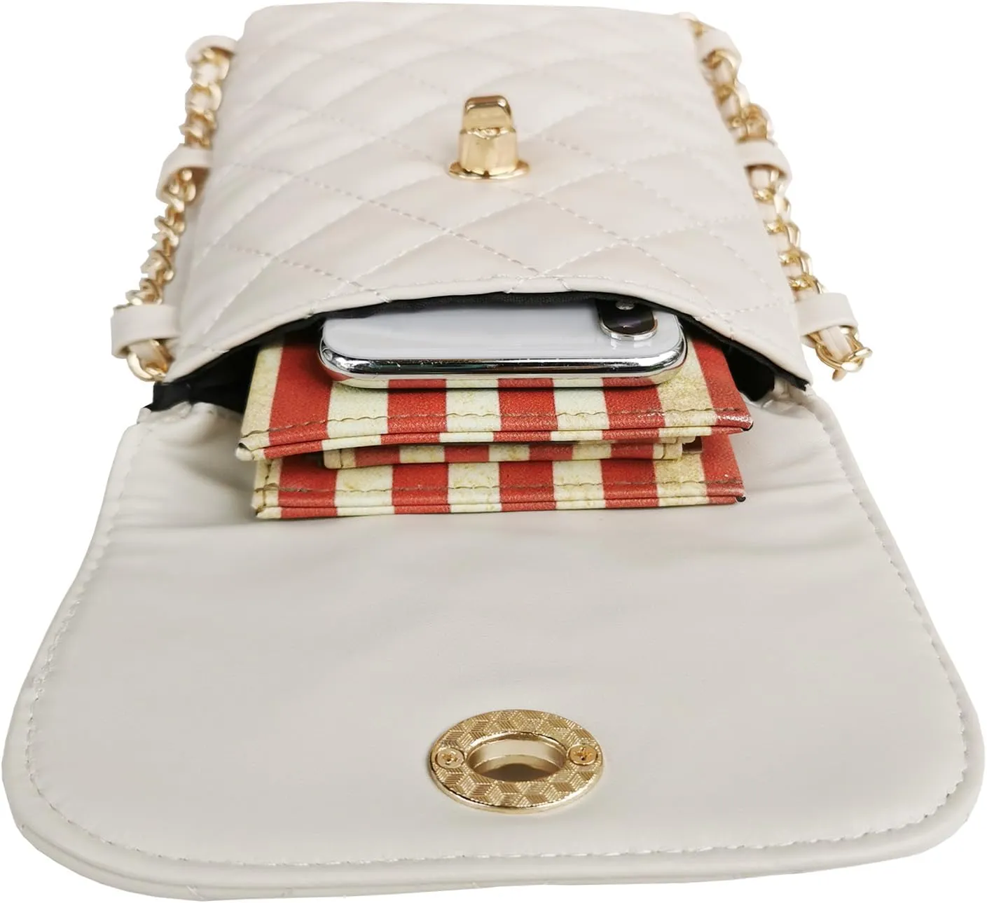 Larswon Cell Phone Crossbody Bag Quilted Bags Cell Phone Purse Soft Chain Crossbody Cellphone Wallet Bag for Women