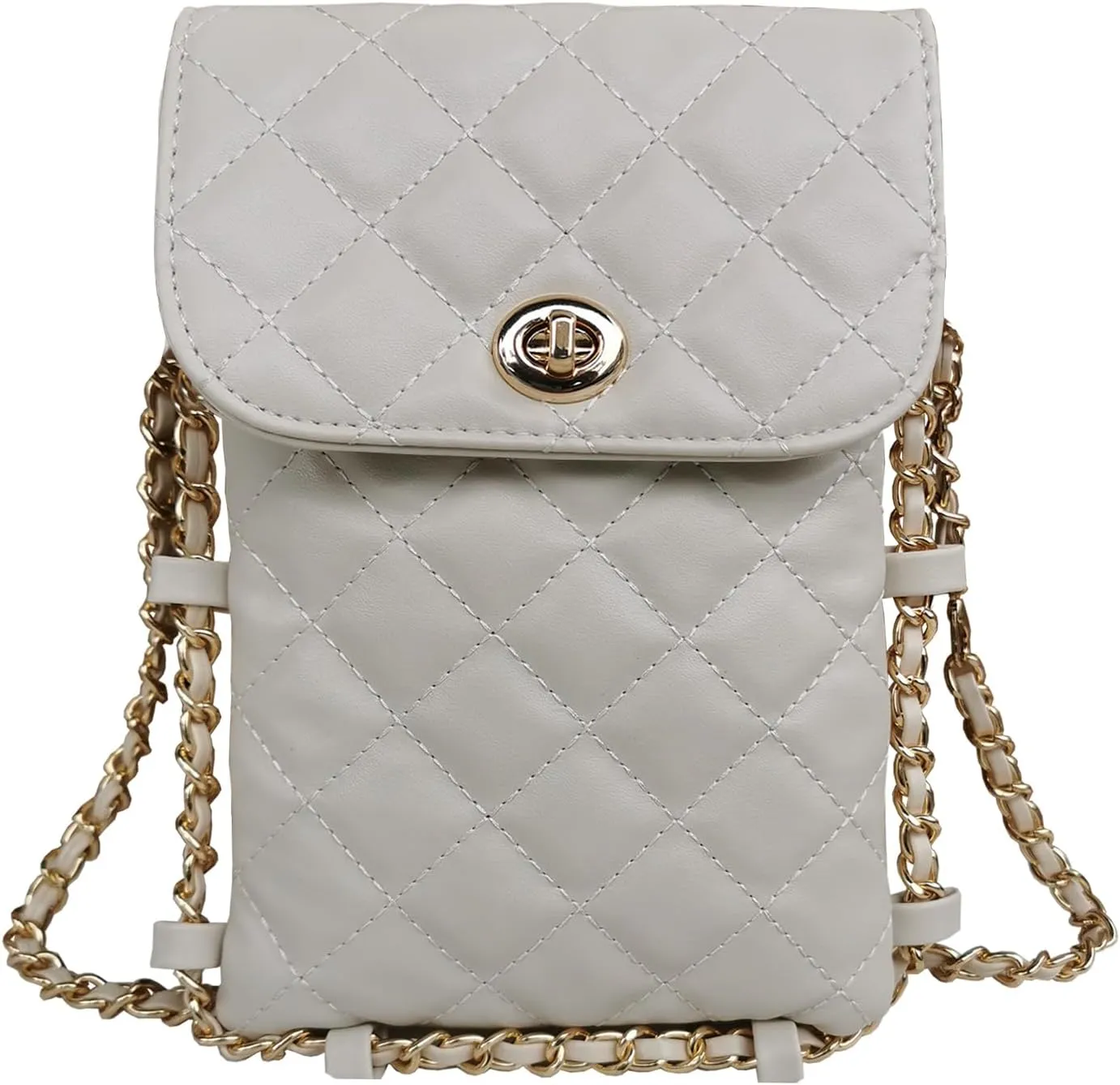 Larswon Cell Phone Crossbody Bag Quilted Bags Cell Phone Purse Soft Chain Crossbody Cellphone Wallet Bag for Women