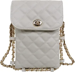 Larswon Cell Phone Crossbody Bag Quilted Bags Cell Phone Purse Soft Chain Crossbody Cellphone Wallet Bag for Women