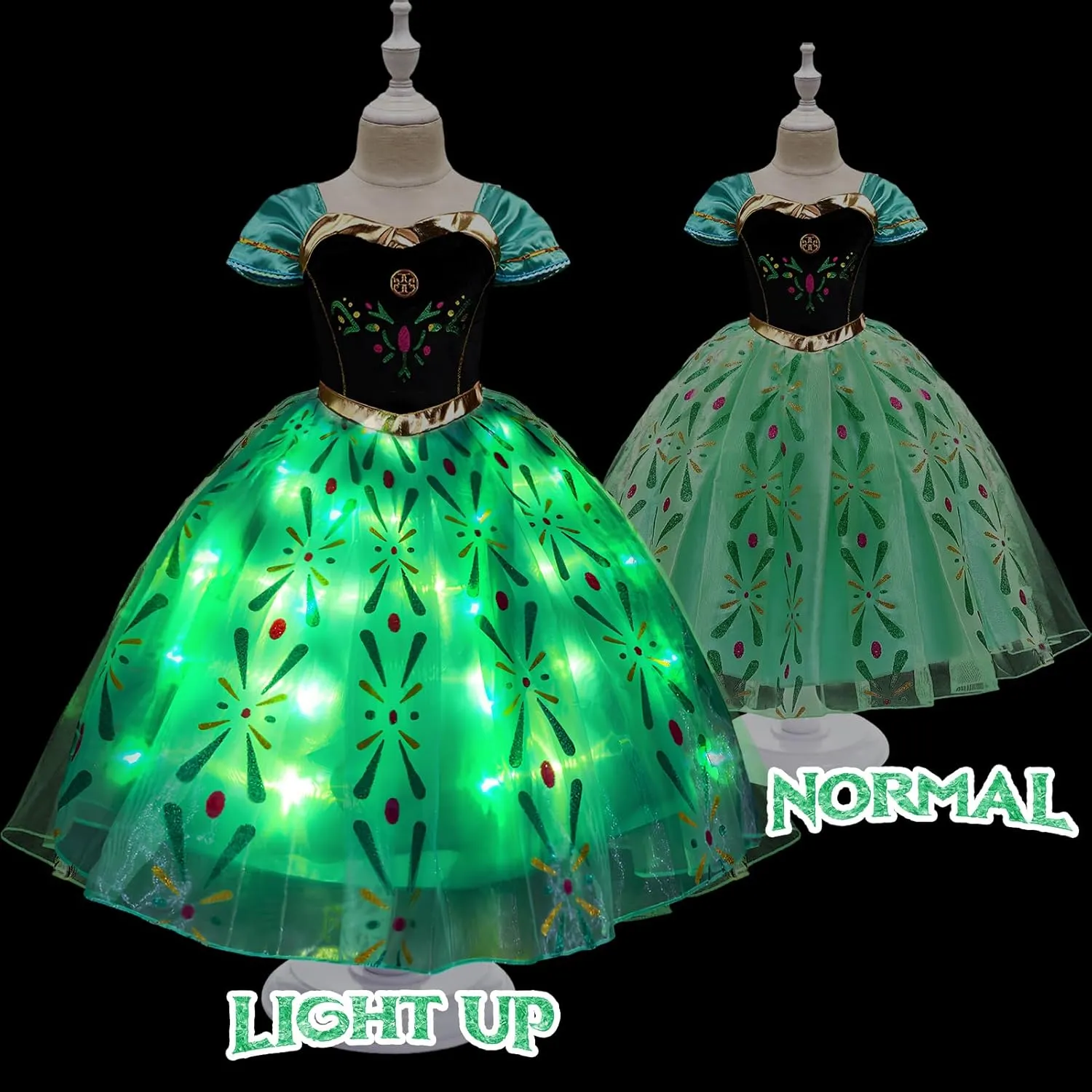 Latocos 10pcs Light Up Princess Costume for Girls Kids Princess Dress Up Cloths for Little Girls Halloween Cosplay