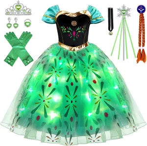 Latocos 10pcs Light Up Princess Costume for Girls Kids Princess Dress Up Cloths for Little Girls Halloween Cosplay