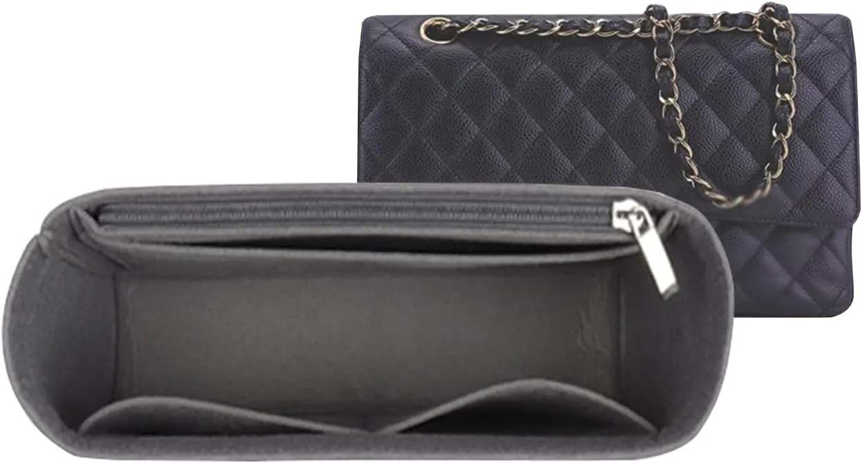 Lckaey bag Organizer insert-for medium bag insert Premium felt Purse Organizer 2019grey-M