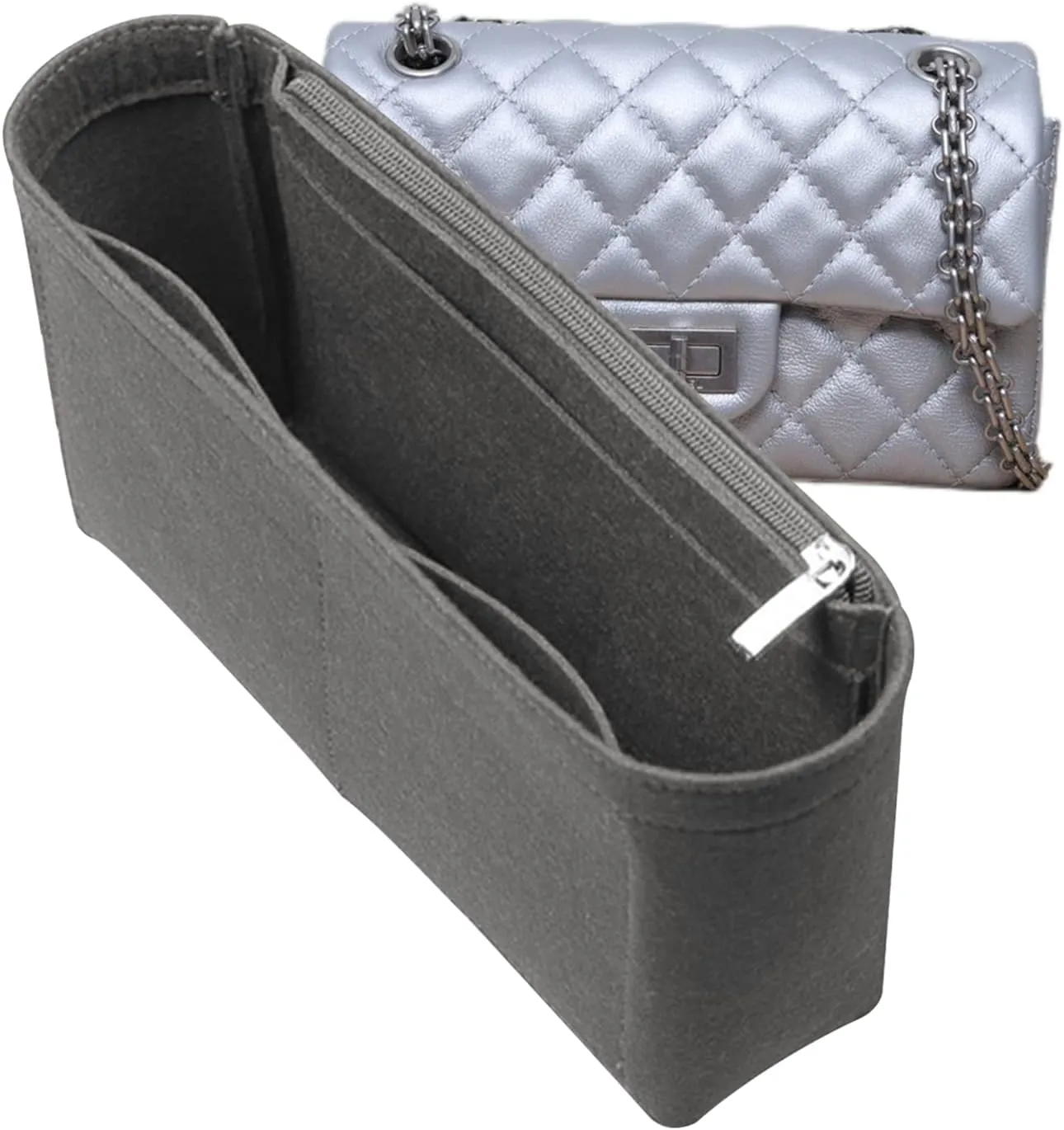Lckaey bag Organizer insert-for medium bag insert Premium felt Purse Organizer 2019grey-M