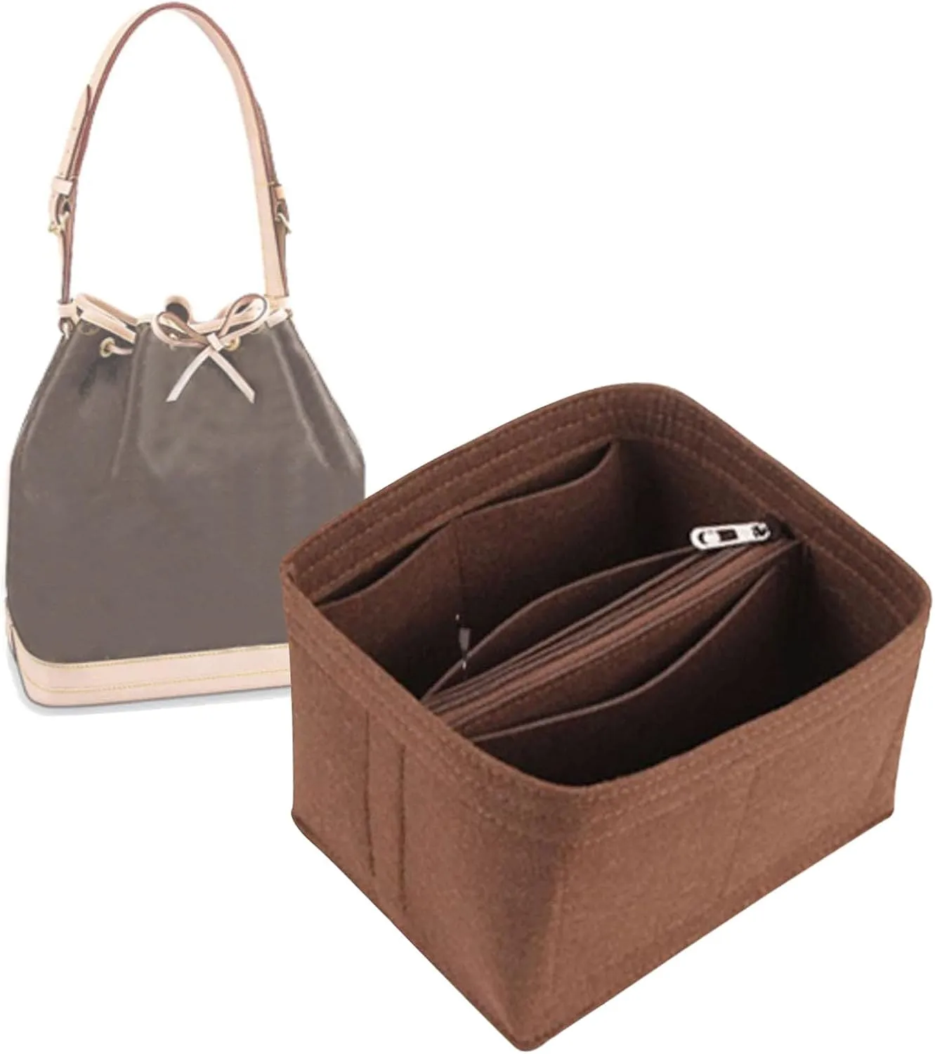 Lckaey Purse Organizer for BB Bucket Bag, Petit NOE Bag With Zipper Insert