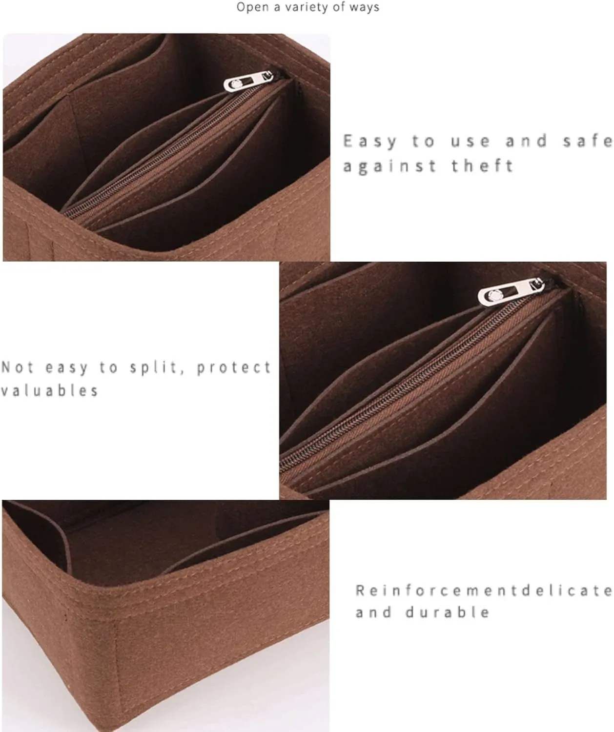 Lckaey Purse Organizer for NOE inner bag NOE BB bucket bag Petit NOE NM storage bag small zipper insert3053coffee-S