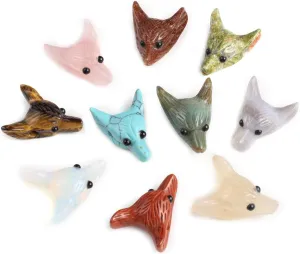 LE SKY 2 Pcs Natural Stone Pendants Exquisite Fox Shape Healing Crystal Agate Stone Bead for Jewelry Making Necklace