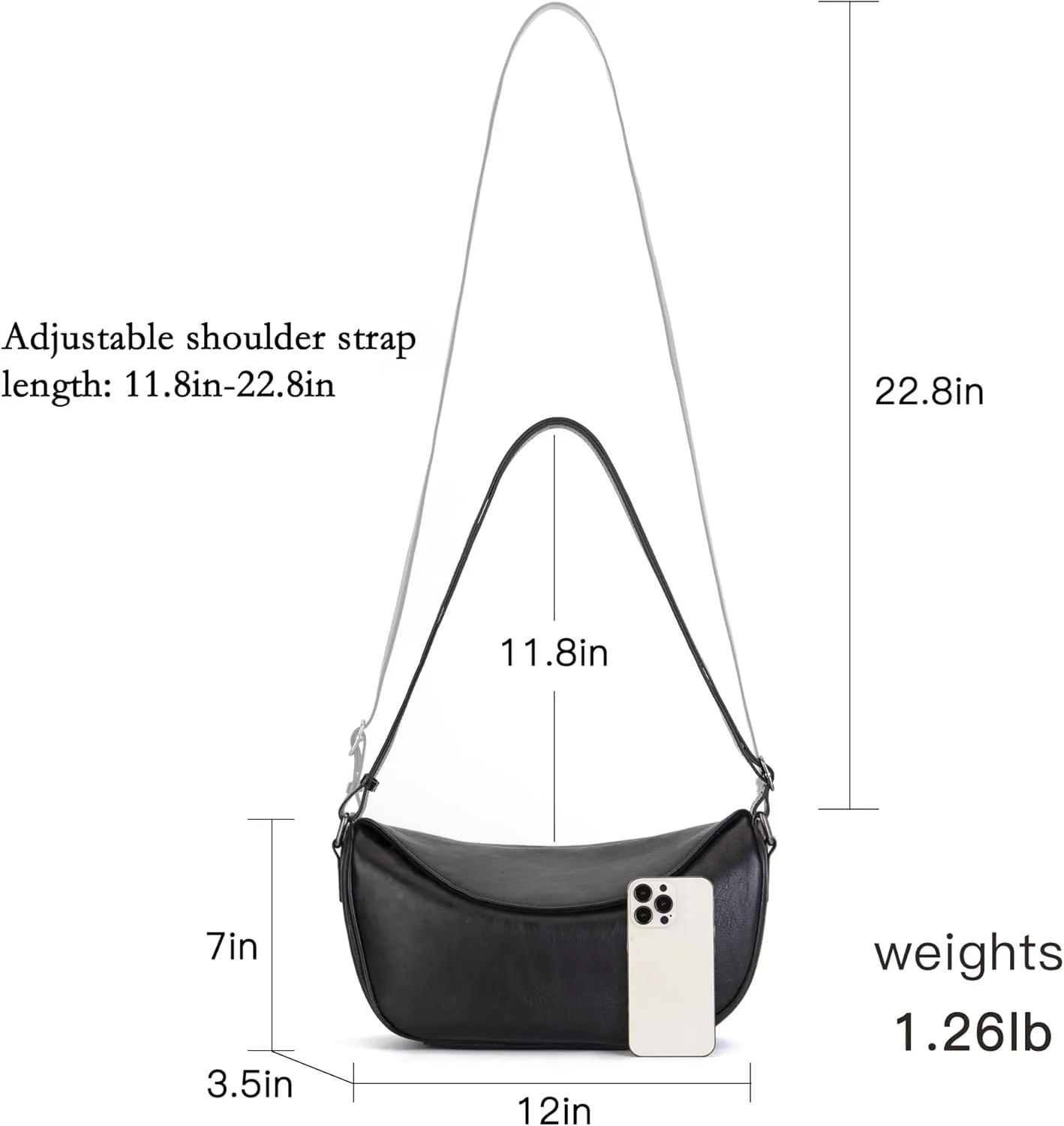 Leather Crossbody Bag Purse for Women Men,Crescent Shoulder Bag Small Cross Body Dumpling Bag Half Moon Adjustable