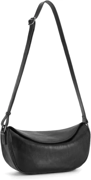 Leather Crossbody Bag Purse for Women Men,Crescent Shoulder Bag Small Cross Body Dumpling Bag Half Moon Adjustable