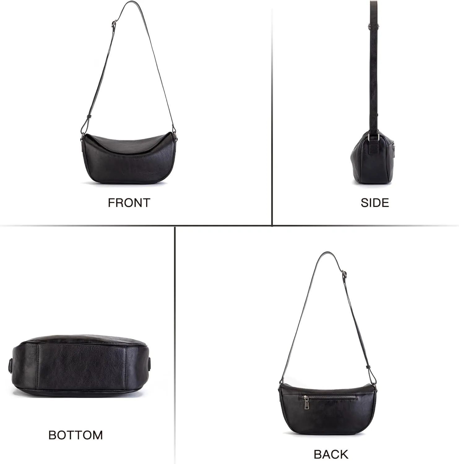 Leather Crossbody Bag Purse for Women Men,Crescent Shoulder Bag Small Cross Body Dumpling Bag Half Moon Adjustable