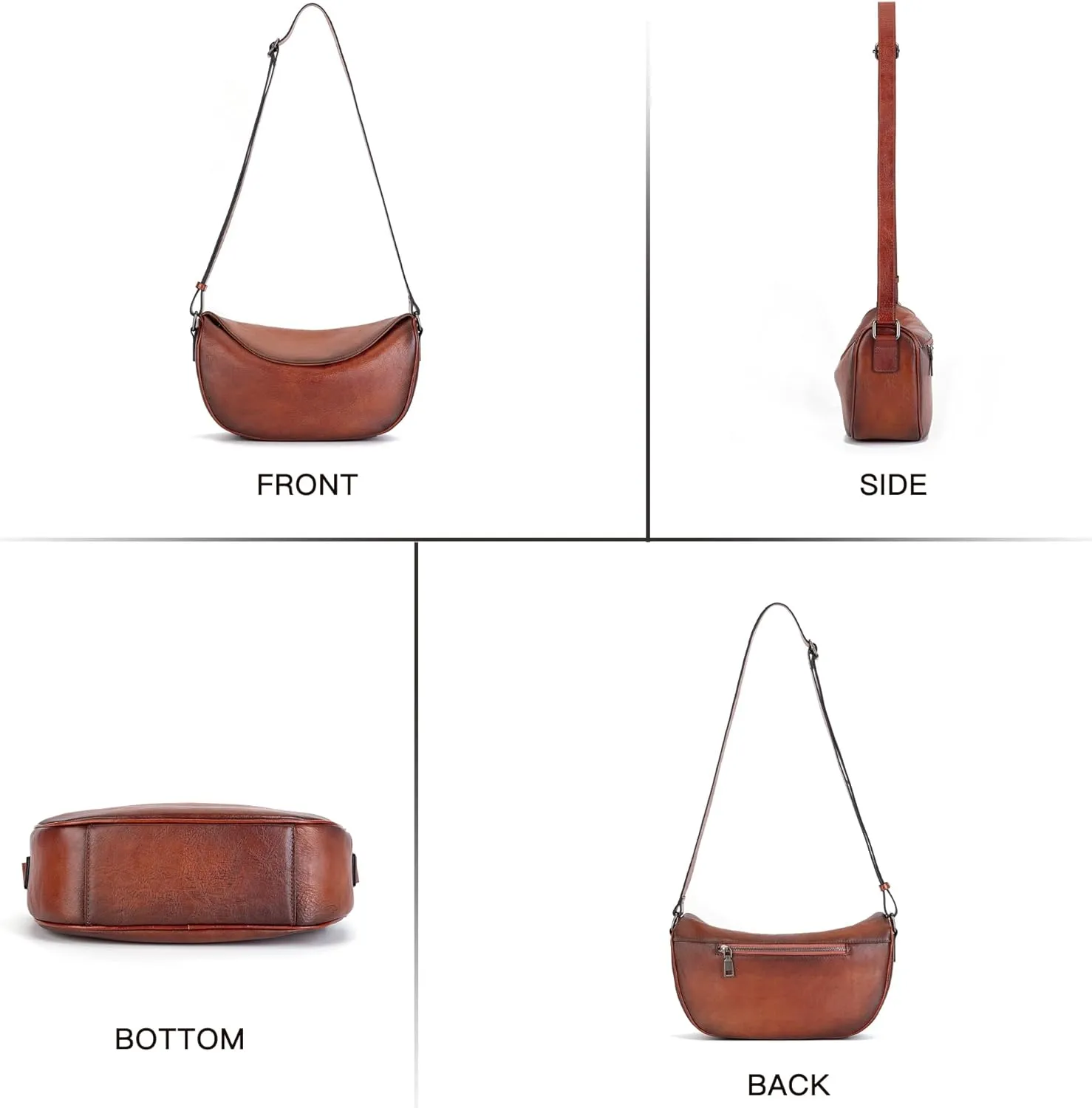 Leather Crossbody Bag Purse for Women Men,Crescent Shoulder Bag Small Cross Body Dumpling Bag Half Moon Adjustable