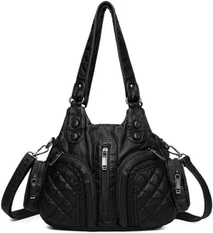 Leather Crossbody Purse Multi Pockets Shoulder Retro Hobo Top Handle Women’s Tote Handbag