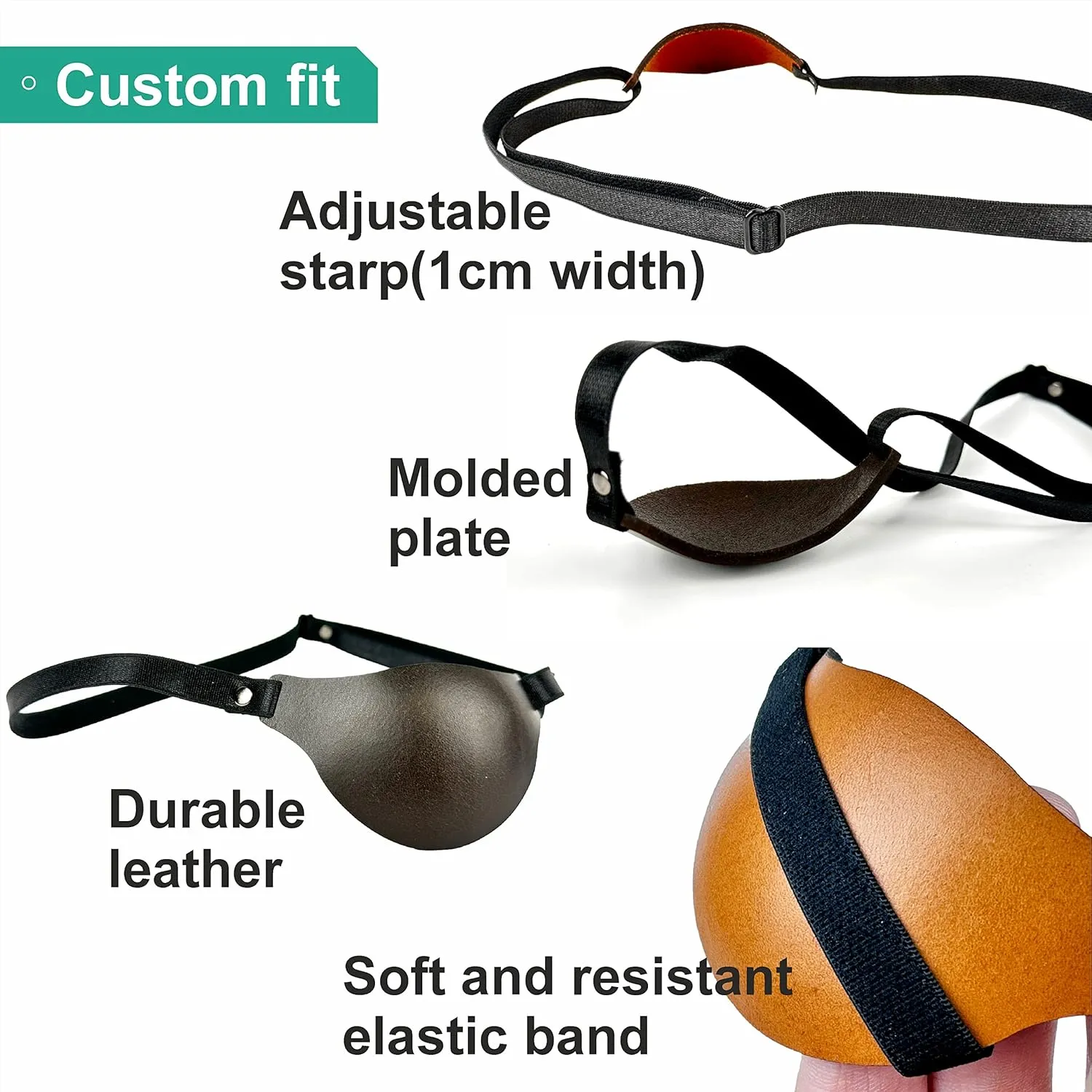 Leather Eye Patch, Eye Patch, Man Eye Patch, Woman Eye Patch, Slim Eye Patch, Eye patch (Black)