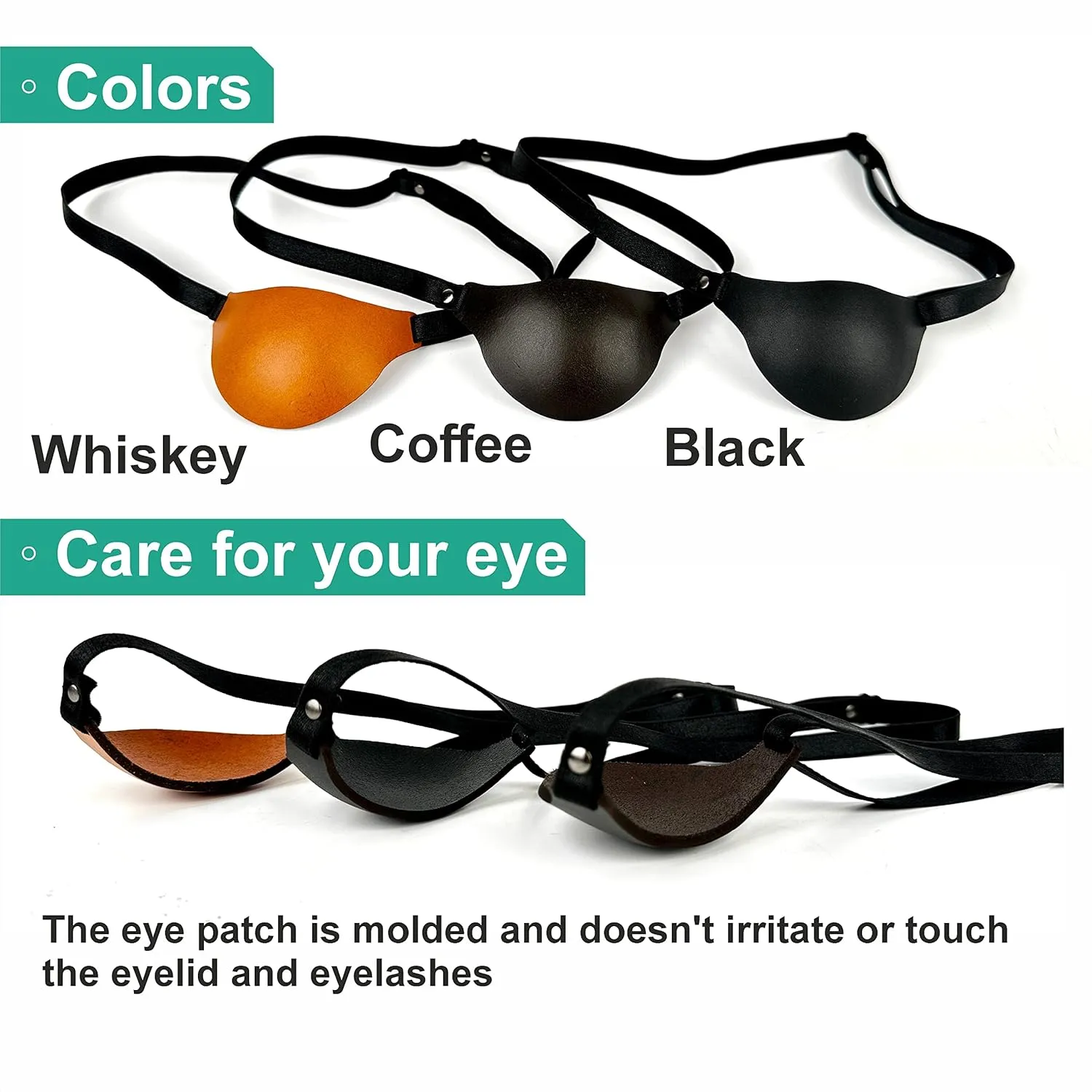 Leather Eye Patch, Eye Patch, Man Eye Patch, Woman Eye Patch, Slim Eye Patch, Eye patch (Black)