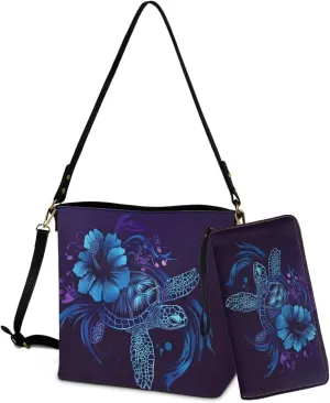 Leather Purses for Women Crossbody Purse Set Large Satchel Purse Bucket Tote Bag with PU Wallet