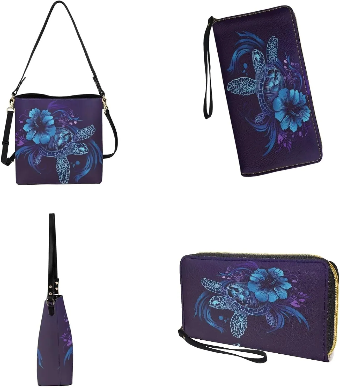 Leather Purses for Women Crossbody Purse Set Large Satchel Purse Bucket Tote Bag with PU Wallet