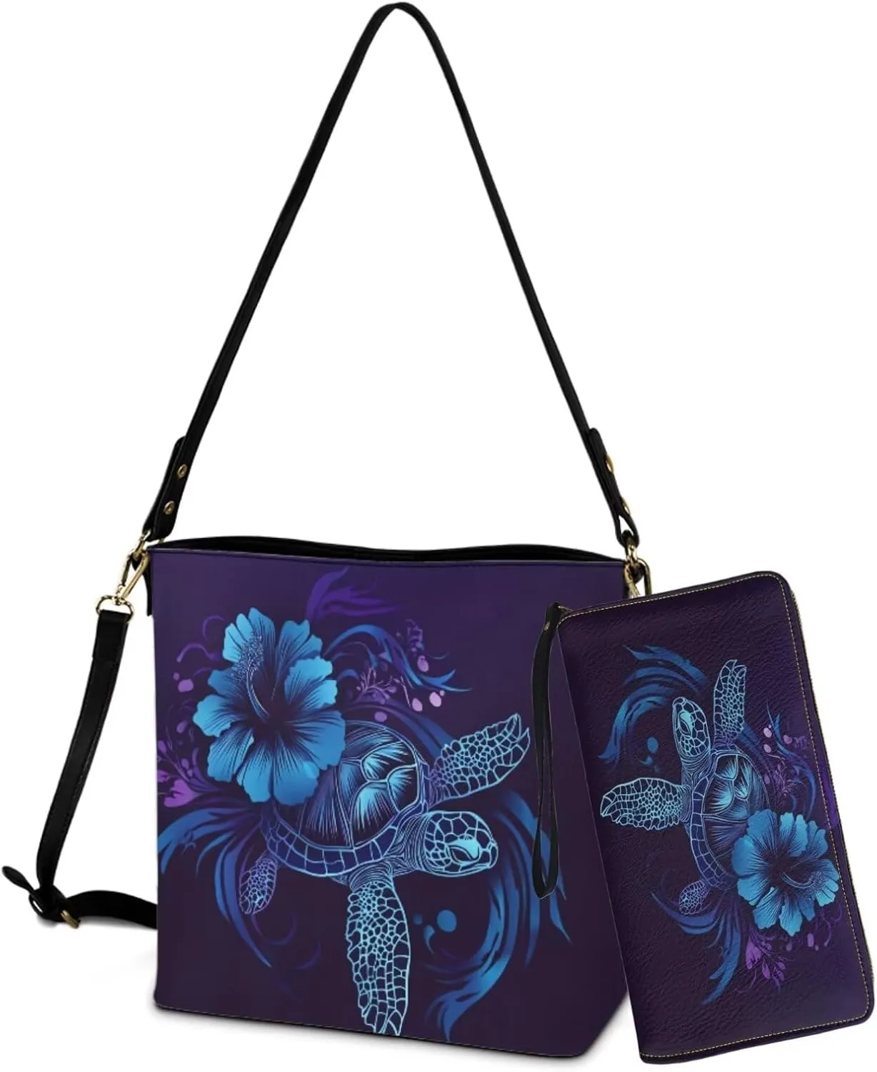 Leather Purses for Women Crossbody Purse Set Large Satchel Purse Bucket Tote Bag with PU Wallet