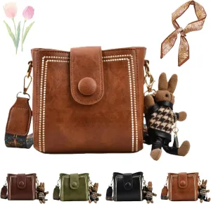 Leather Vintage Fashion Bag with Adjustable Wider Shoulder Strap, Vintage Bucket Bags for Women, Fashion Vintage Bag