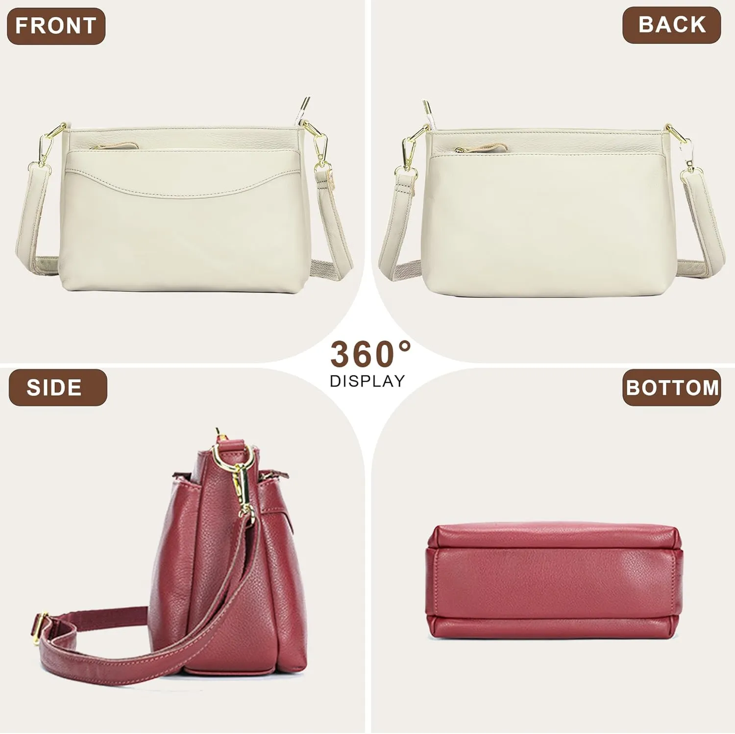 Leather Women's Crossbody Bag, Stylish Small Square Shoulder Bag with Adjustable Shoulder Strap for Everyday Use