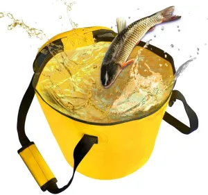 LEIYAN 16L Collapsible Bucket Bag with Handle Lid Collapsible Water Container Fishing Bag Foldable Camping Portable Bucket Foldable for Garden Beach,Fishing,Car Washing (Color : Yellow, Size : 16L)