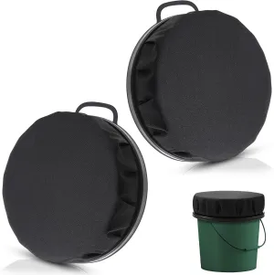Lewtemi 2 Pcs 5 Gallon Bucket Seats 360 Degree Swivel Bucket Seat 3.54 Inch Thick Black Padded Cushion Lid with Waterproof Cover for Dove Duck Hunting Fishing Baseball Gardening and Camping