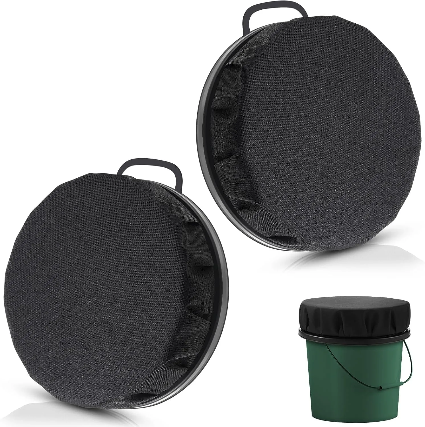 Lewtemi 2 Pcs 5 Gallon Bucket Seats 360 Degree Swivel Bucket Seat 3.54 Inch Thick Black Padded Cushion Lid with Waterproof Cover for Dove Duck Hunting Fishing Baseball Gardening and Camping