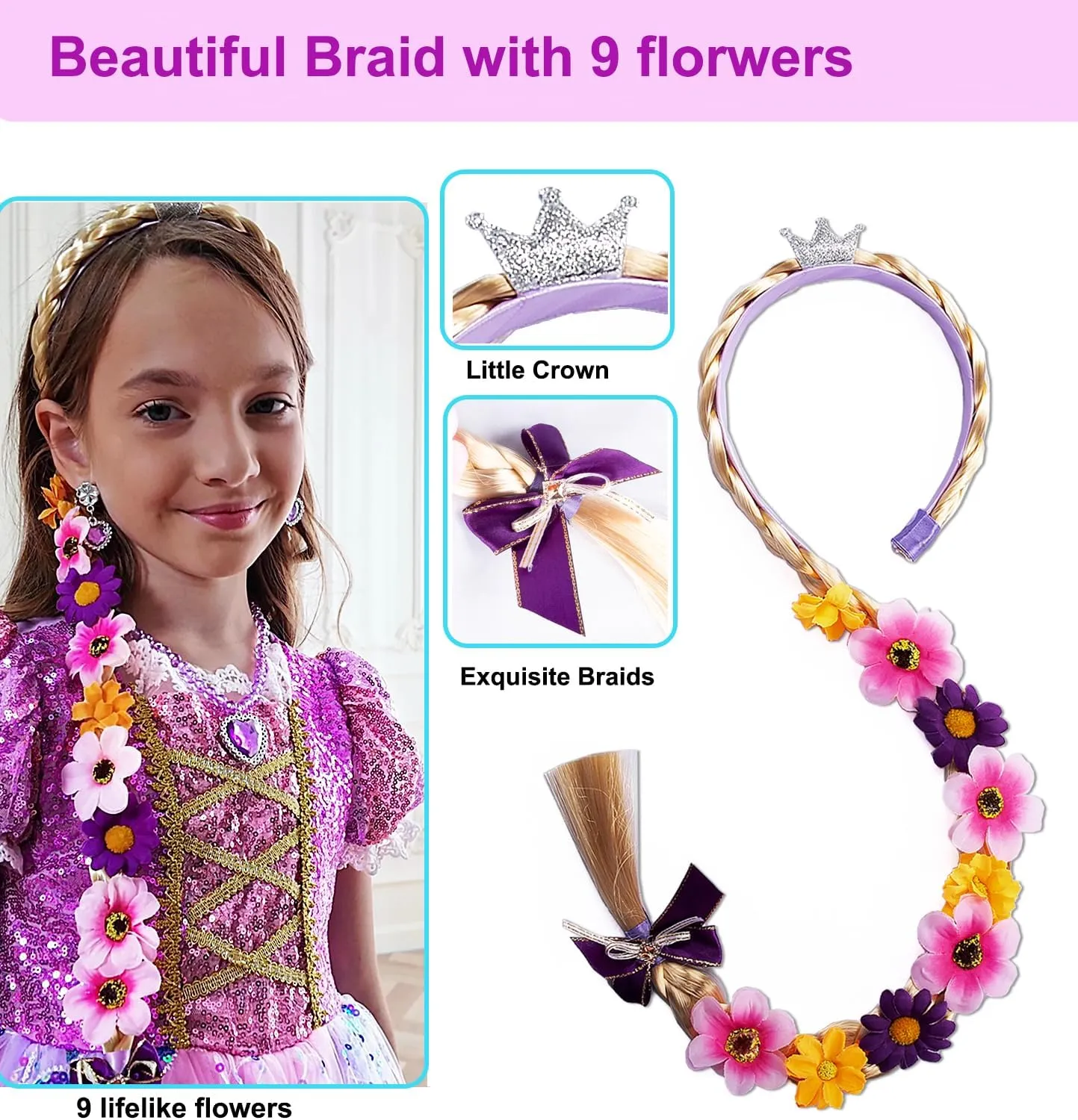 Light Up Girls Halloween Costume Snow Princess Dress Ice Christmas Costumes Toddler Kids Costume with Accessories