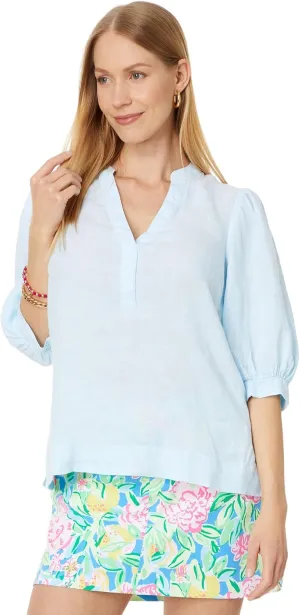Lilly Pulitzer Women's Mialeigh Elbow Sleeve Linen Top