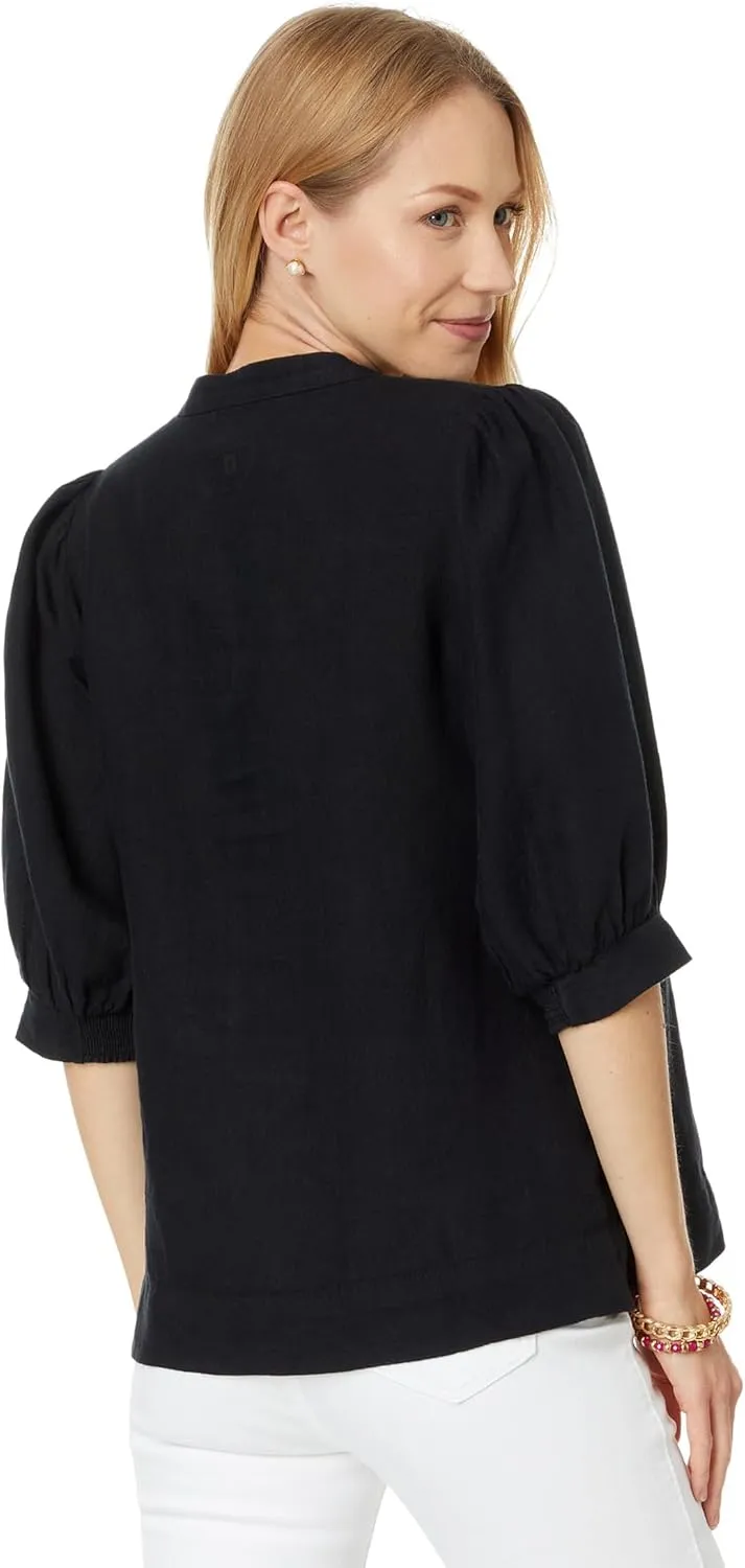 Lilly Pulitzer Women's Mialeigh Elbow Sleeve Linen Top
