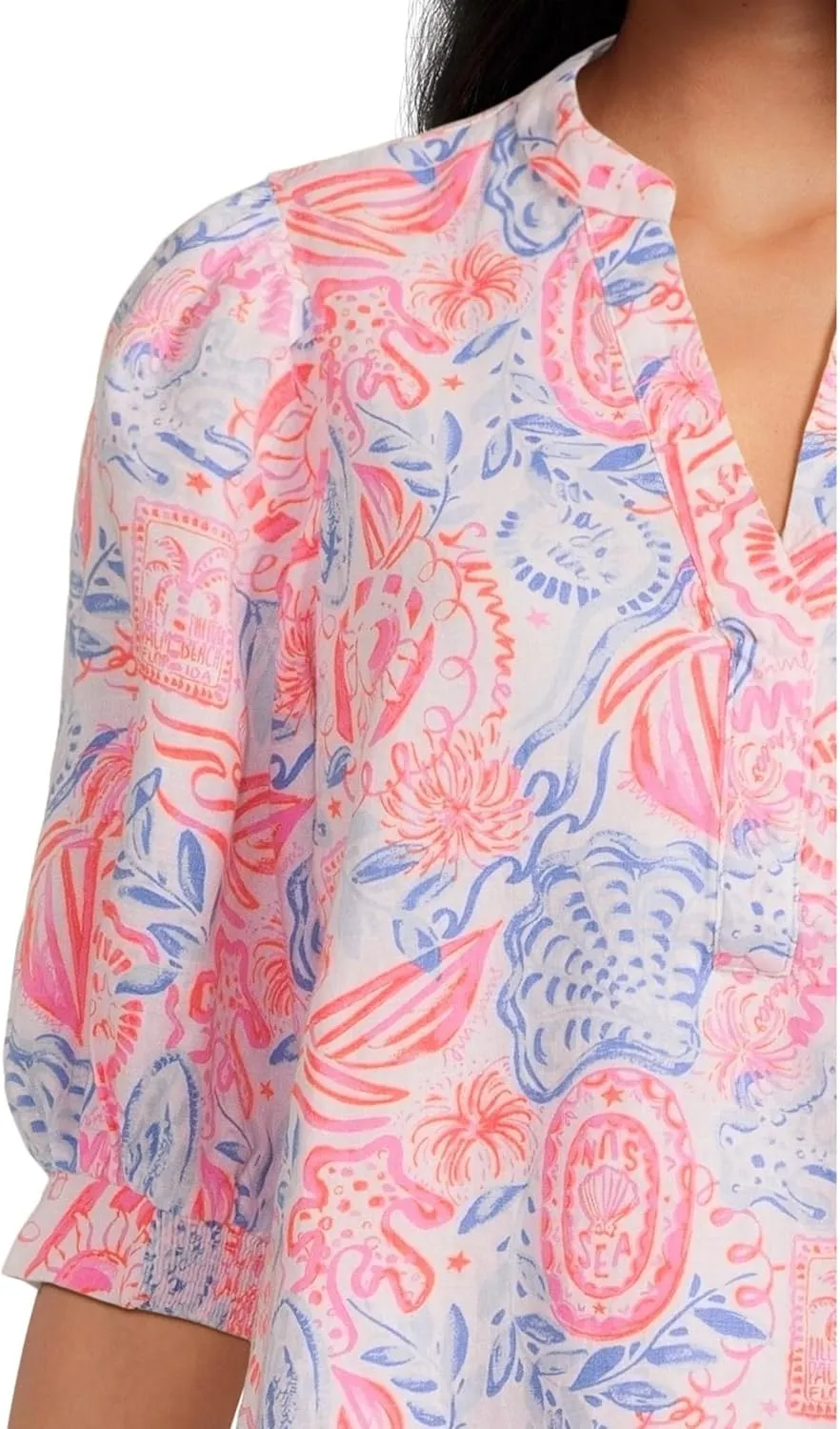 Lilly Pulitzer Women's Mialeigh Elbow Sleeve Linen