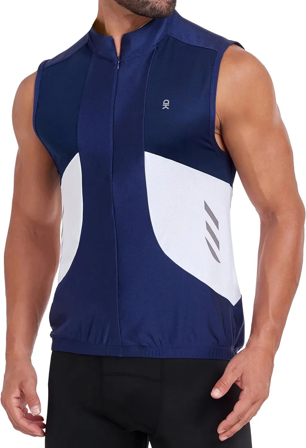 Little Donkey Andy Men's Half Zip Breathable Cycling Vests Reflective Sleeveless Jerseys Lightweight Bicycle Running