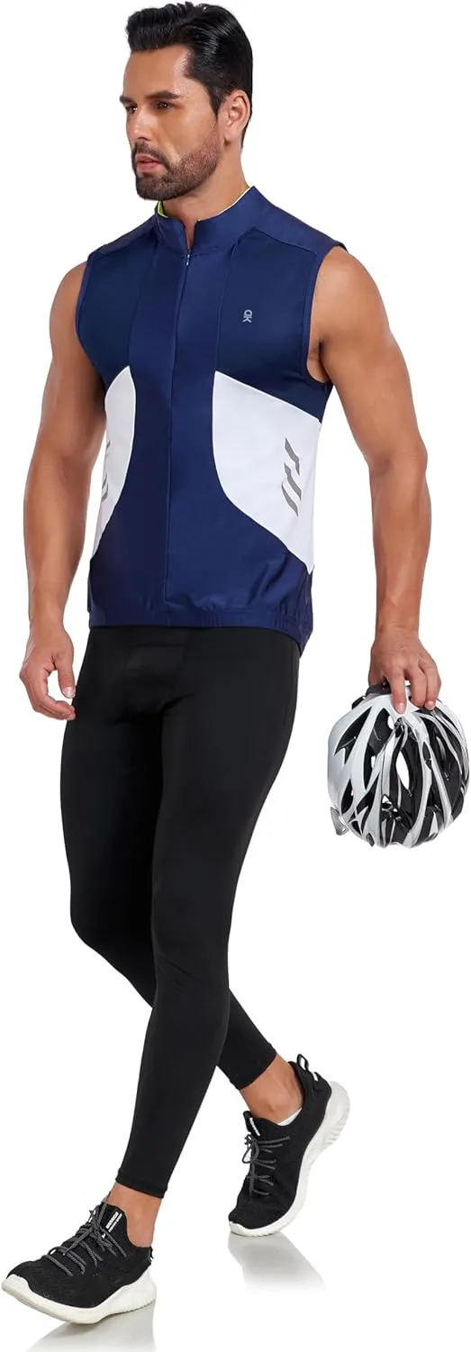 Little Donkey Andy Men's Half Zip Breathable Cycling Vests Reflective Sleeveless Jerseys Lightweight Bicycle Running