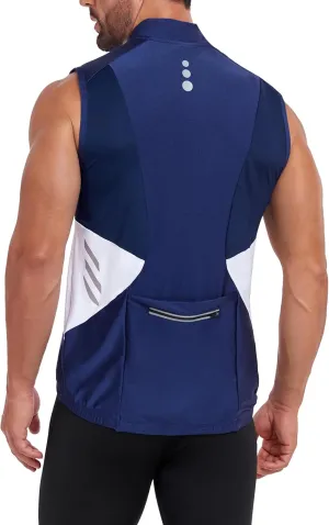 Little Donkey Andy Men's Half Zip Breathable Cycling Vests Reflective Sleeveless Jerseys Lightweight Bicycle Running