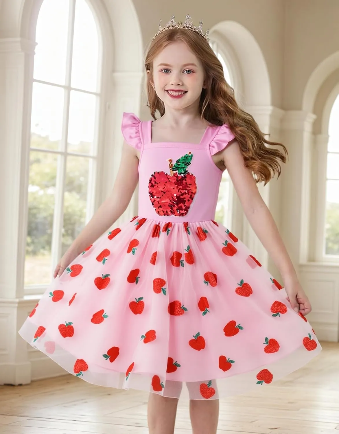 Little Girl Dresses Flutter Sleeve Tulle Tutu Dress Toddler Summer Clothes Kids Birthday Party Outfit 1-8 Years Old