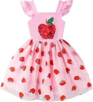 Little Girl Dresses Flutter Sleeve Tulle Tutu Dress Toddler Summer Clothes Kids Birthday Party Outfit 1-8 Years Old