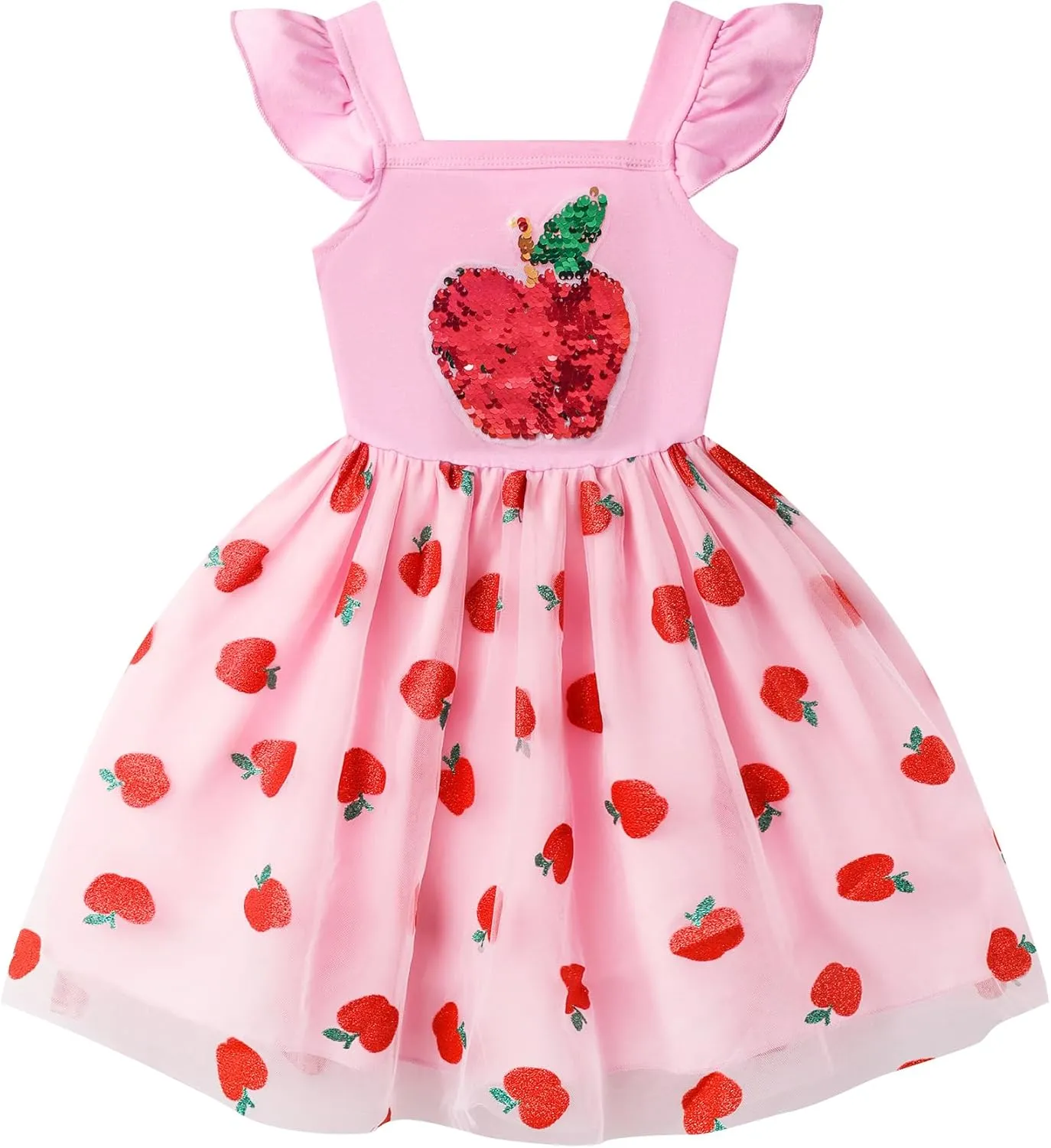 Little Girl Dresses Flutter Sleeve Tulle Tutu Dress Toddler Summer Clothes Kids Birthday Party Outfit 1-8 Years Old