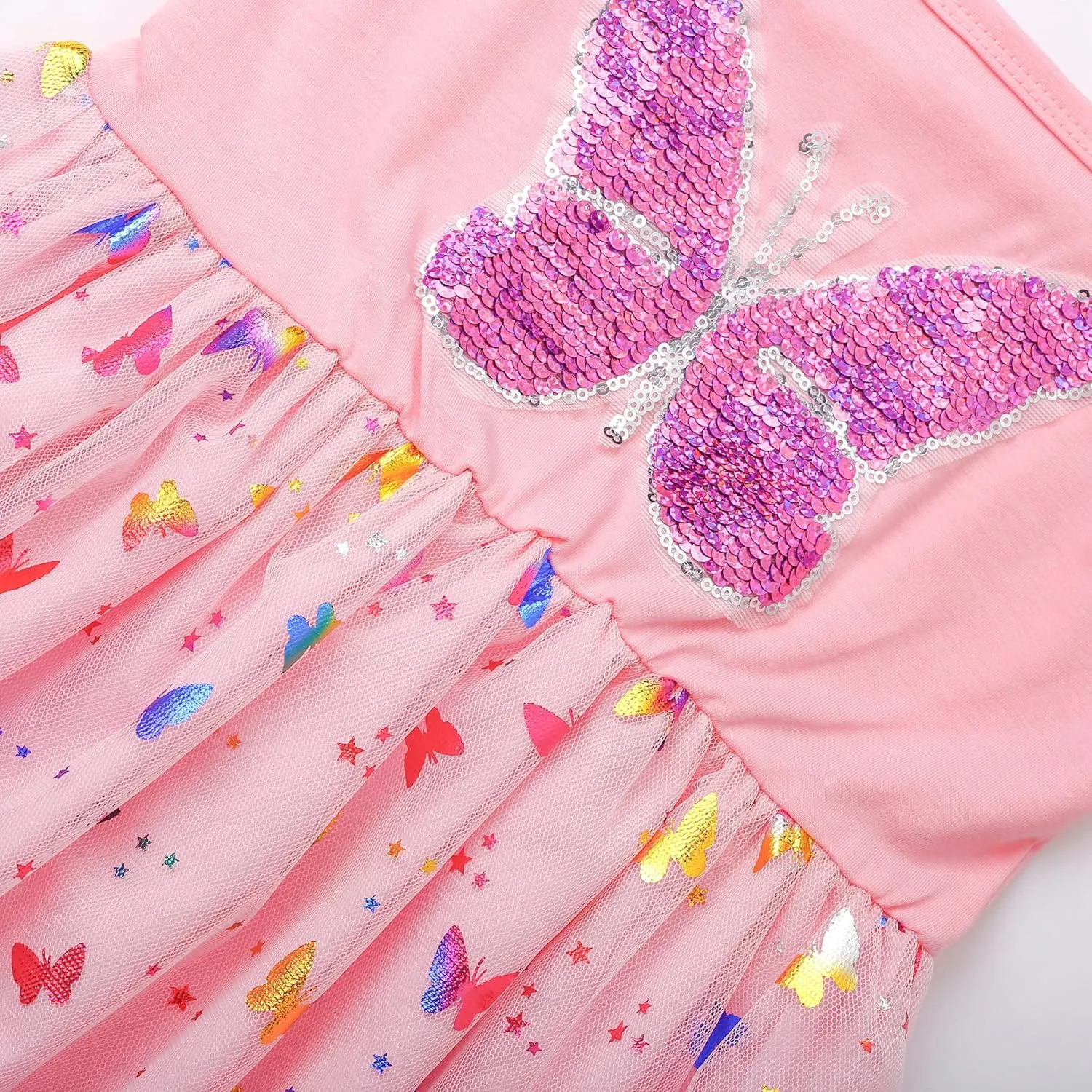 Little Girl Dresses Flutter Sleeve Tulle Tutu Dress Toddler Summer Clothes Kids Birthday Party Outfit 1-8 Years Old