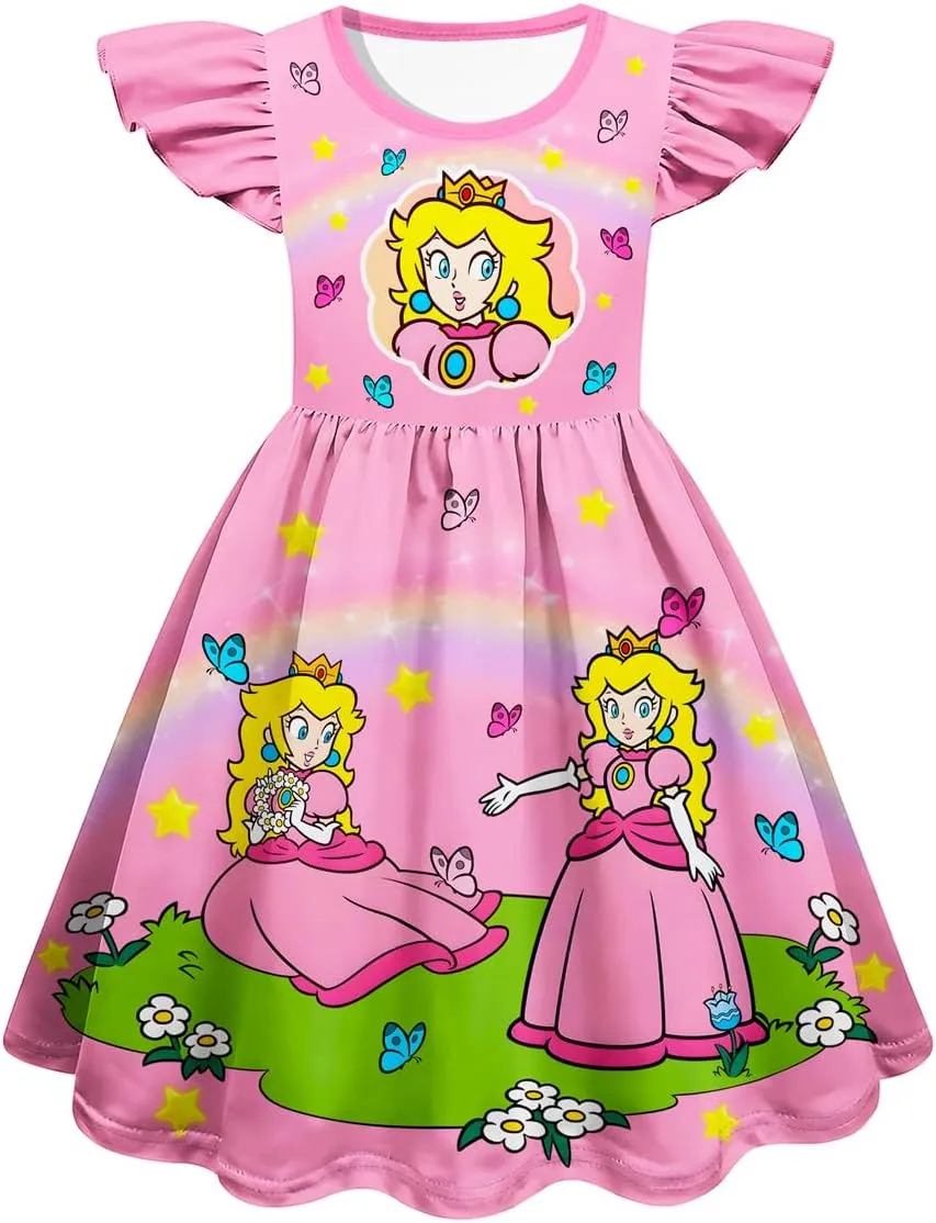 Little Girls Princess Dress Ruffle Sleeve Dress Kids Fashion Outfit