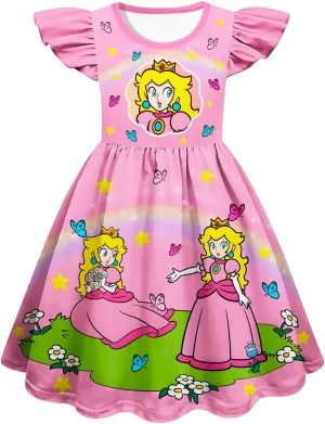 Little Girls Princess Dress Ruffle Sleeve Dress Kids Fashion Outfit