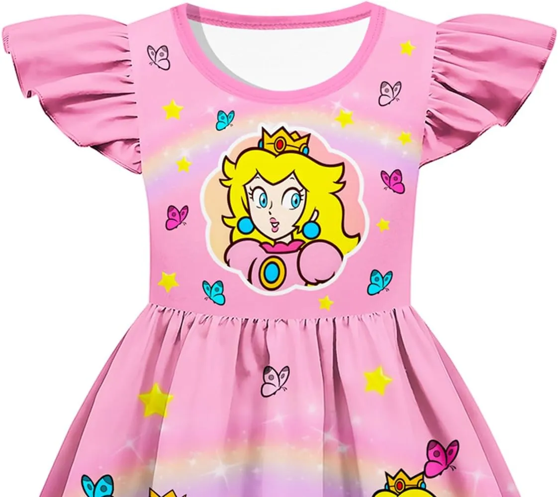 Little Girls Princess Dress Ruffle Sleeve Dress Kids Fashion Outfit