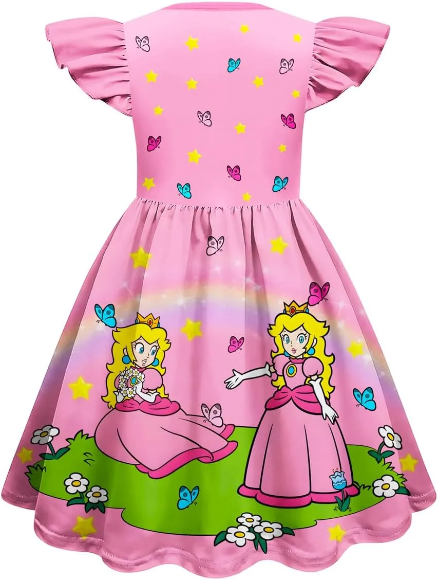 Little Girls Princess Dress Ruffle Sleeve Dress Kids Fashion Outfit