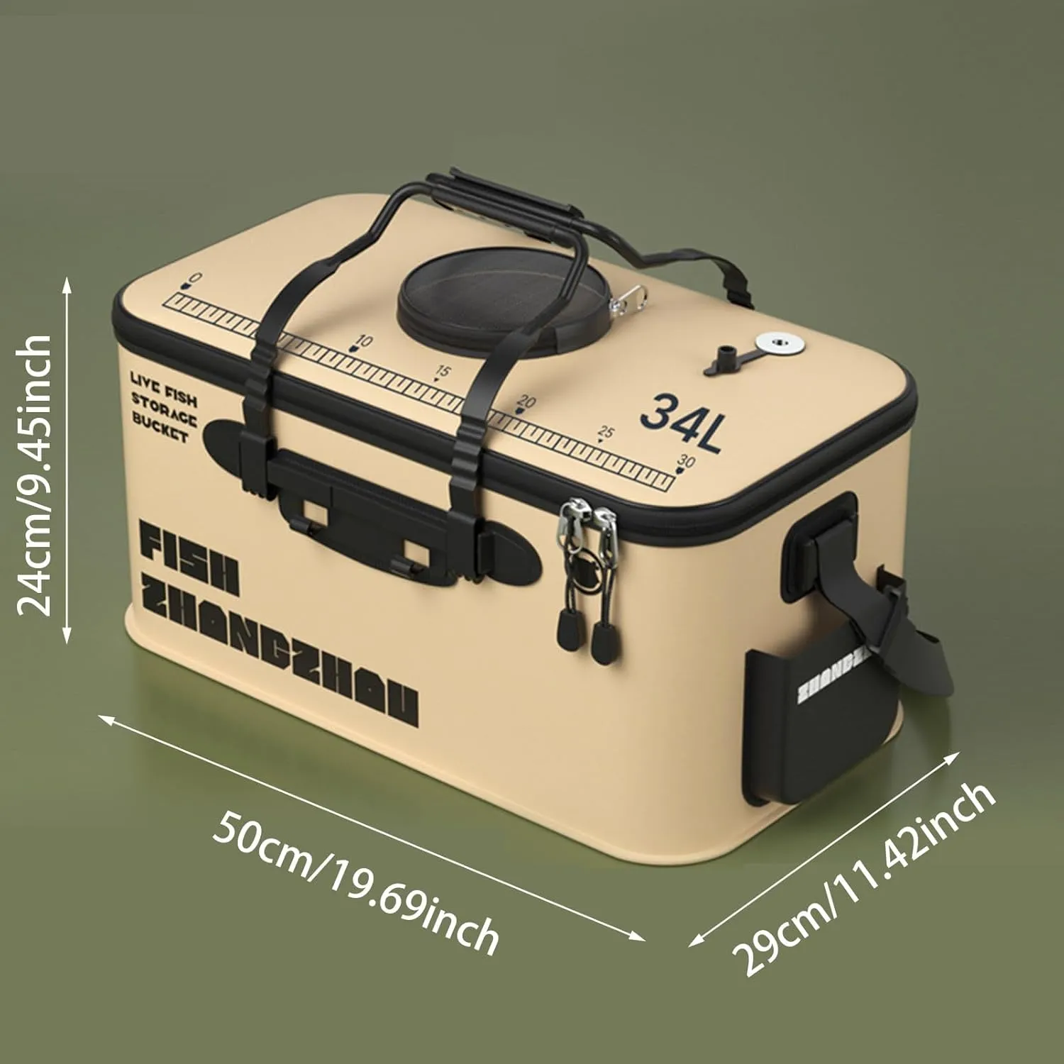 Live Fish Lures Buckets - Live Bait Protection Box, Foldable Fishing Bucket | Folding Fishing Bucket with Aeration Hole, Portable Water Container, Fish Transport Boxes for Travel Hiking (50x29x24cm)