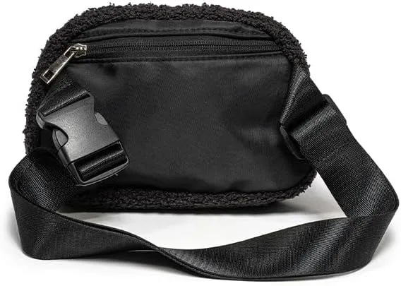 LIVING ROYAL Belt Bag - Fanny Pack, Crossbody Sling - 100% Polyester Microfiber with Adjustable Strap - 2 Interior Mesh Pockets, Key Loop, Back Zip Pocket (Black Checker)