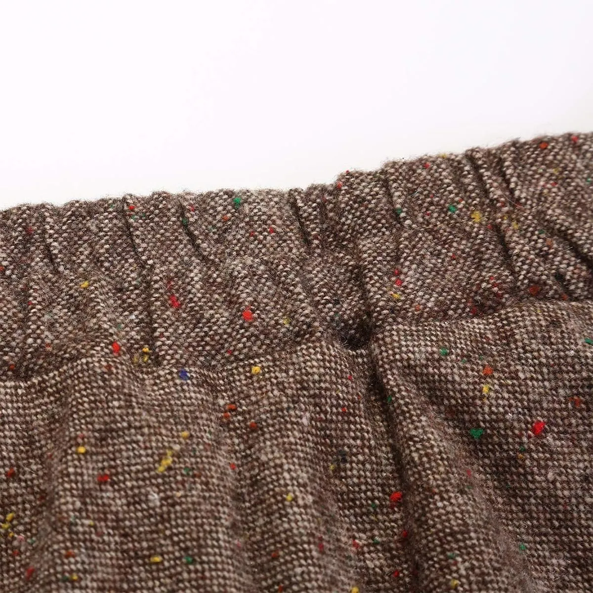 Long Plaid Wool Skirt for Womens Winter Fall Warm High Elastic Waist A line Flared Pleated Wool Tartan Skirts