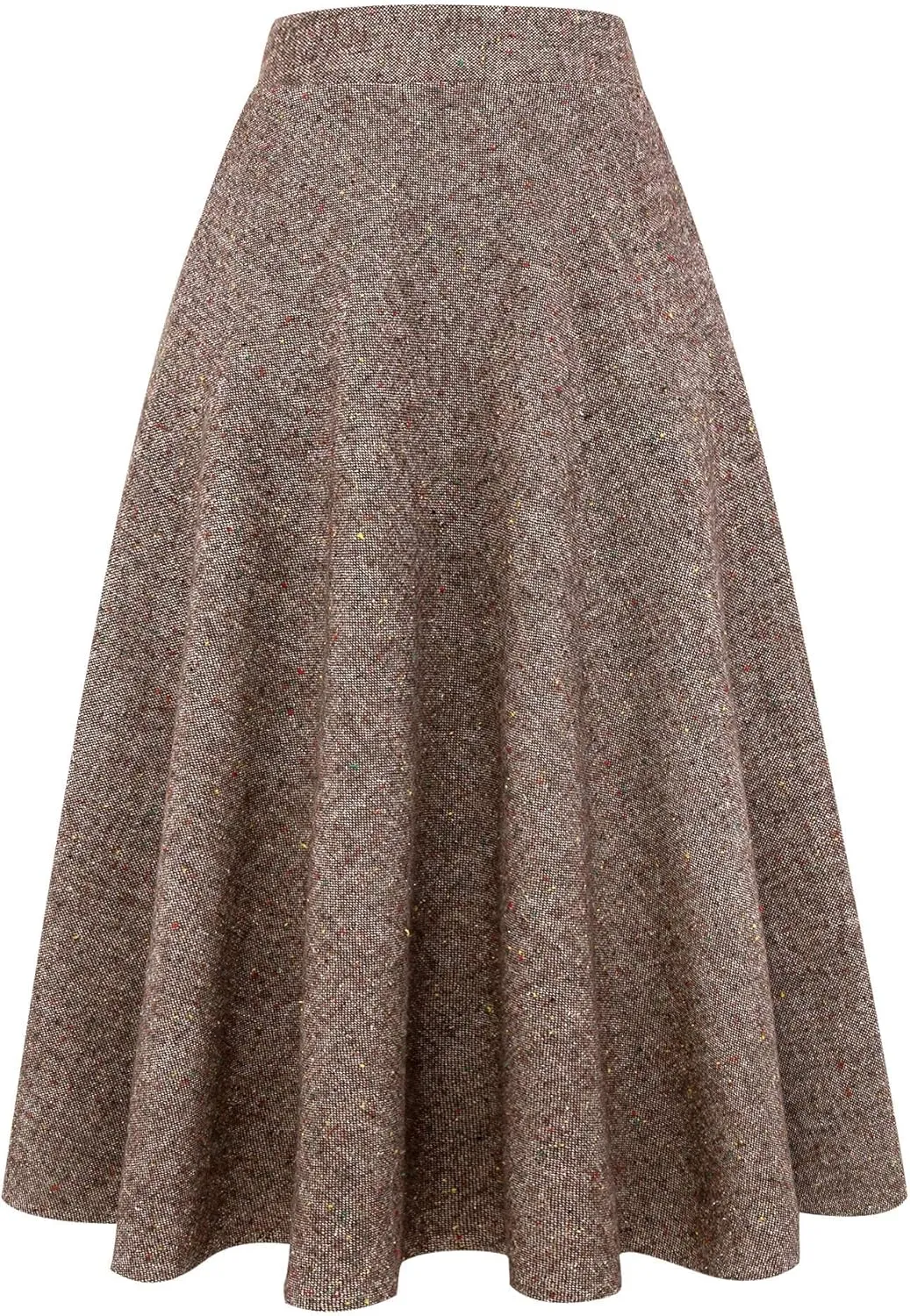 Long Plaid Wool Skirt for Womens Winter Fall Warm High Elastic Waist A line Flared Pleated Wool Tartan Skirts