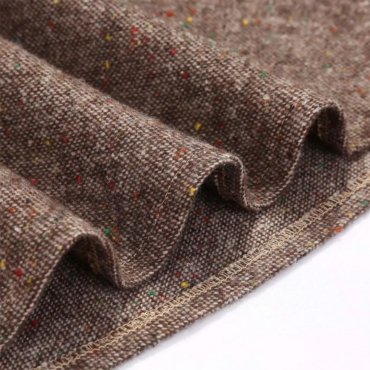 Long Plaid Wool Skirt for Womens Winter Fall Warm High Elastic Waist A line Flared Pleated Wool Tartan Skirts