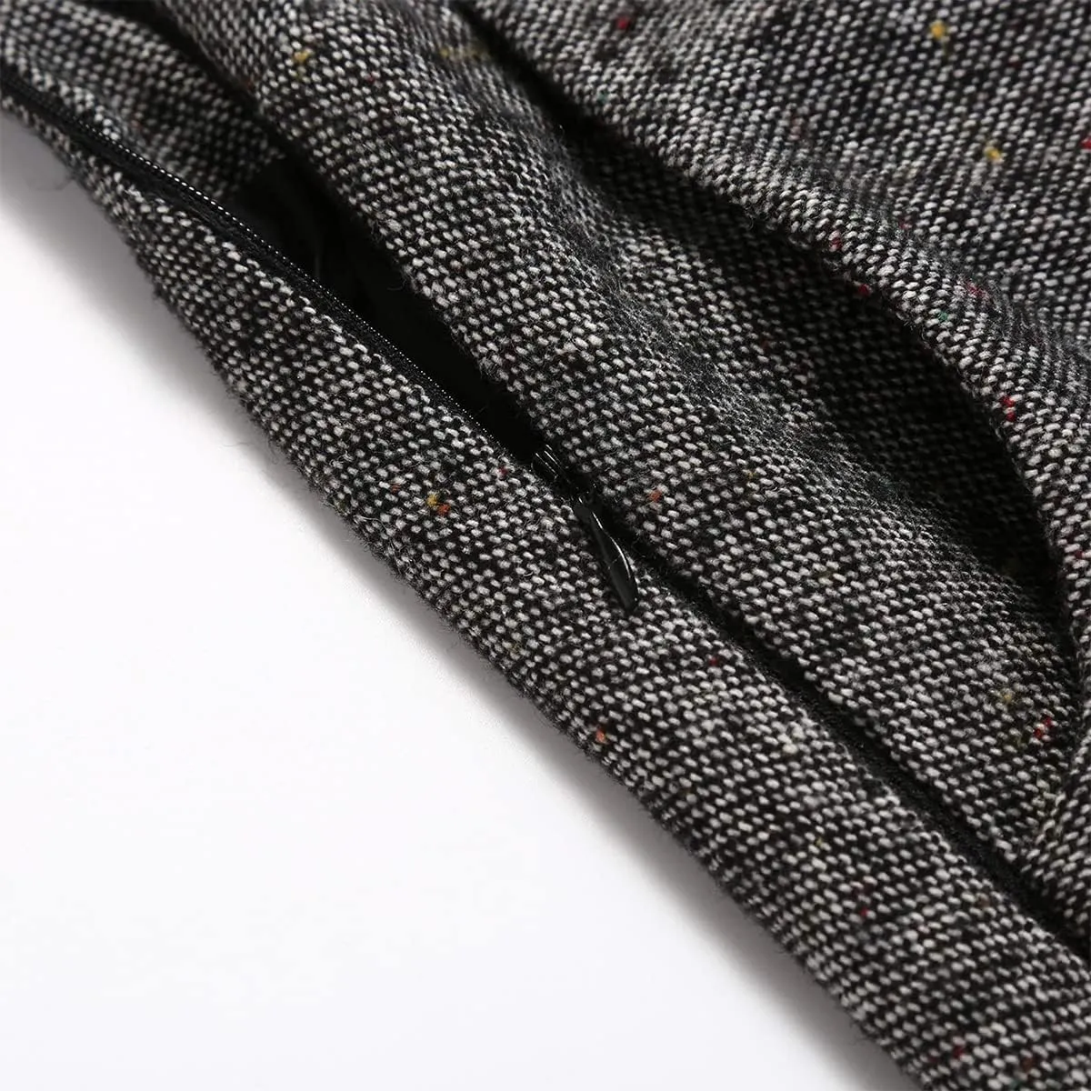 Long Plaid Wool Skirt for Womens Winter Fall Warm High Elastic Waist A line Flared Pleated Wool Tartan Skirts