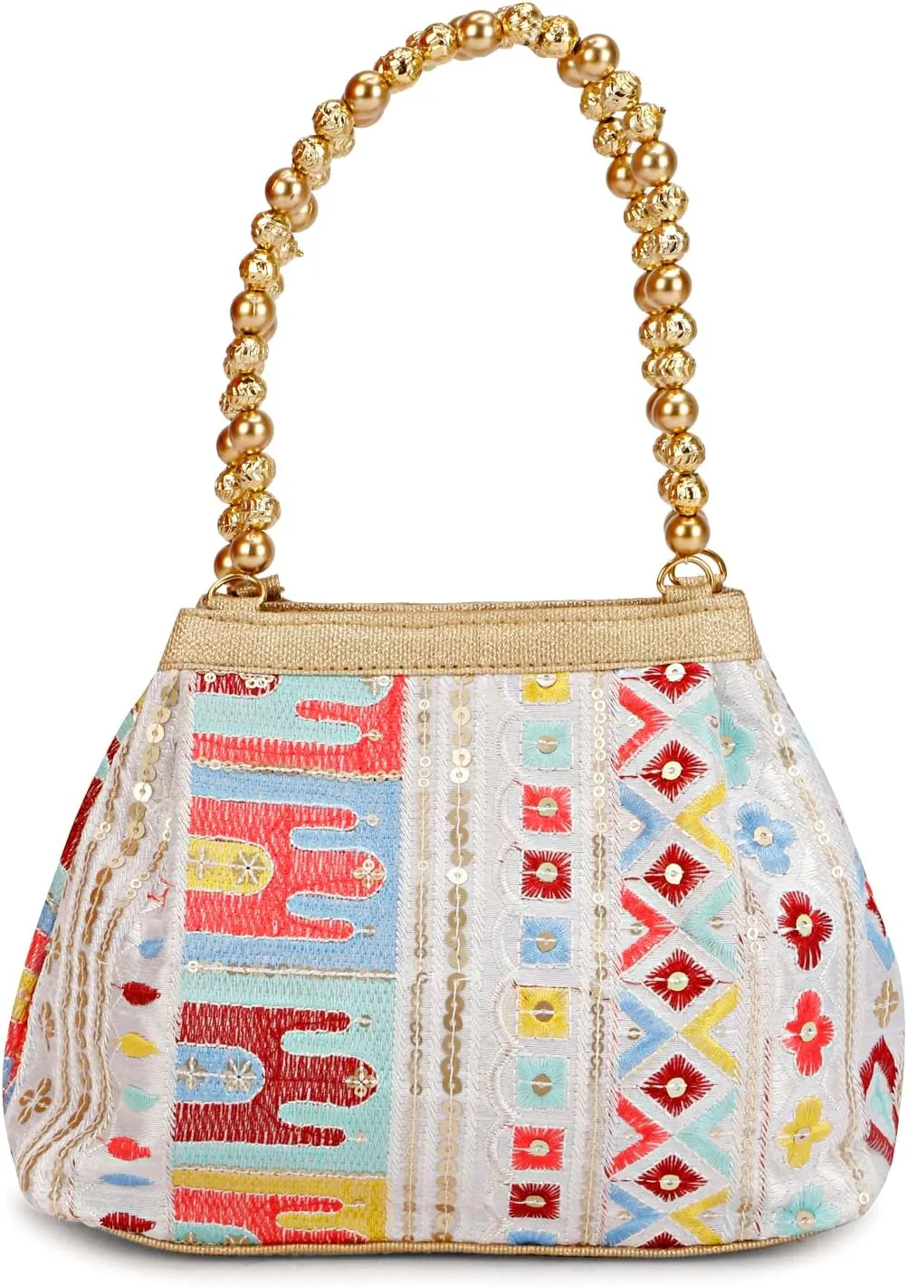 LONGING TO BUY Indian Ethnic Potli Handbag, Embroidered Evening Bag