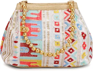 LONGING TO BUY Indian Ethnic Potli Handbag, Embroidered Evening Bag